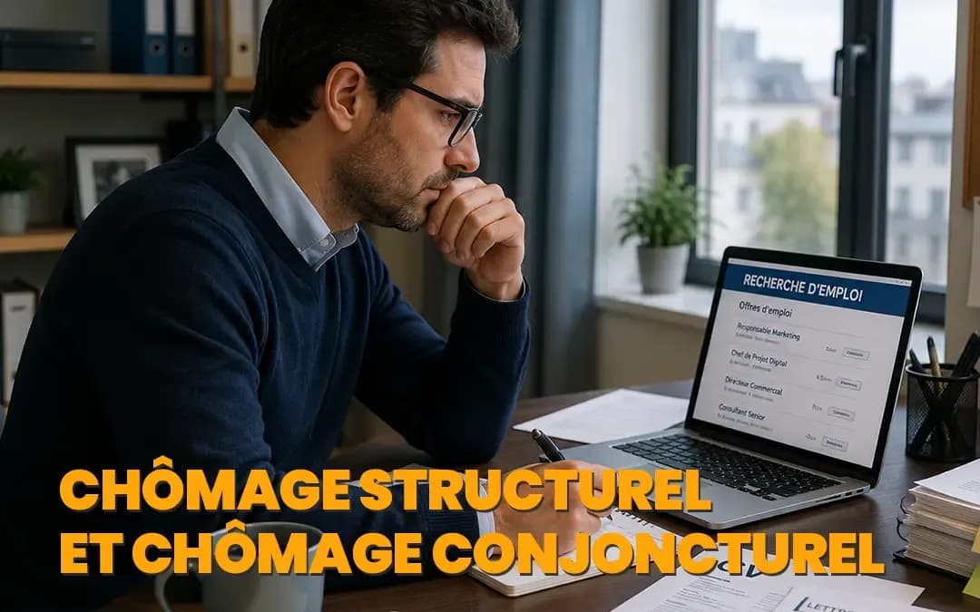 Personne en recherche d'emploi illustrant le chômage structurel et le chômage conjoncturel.