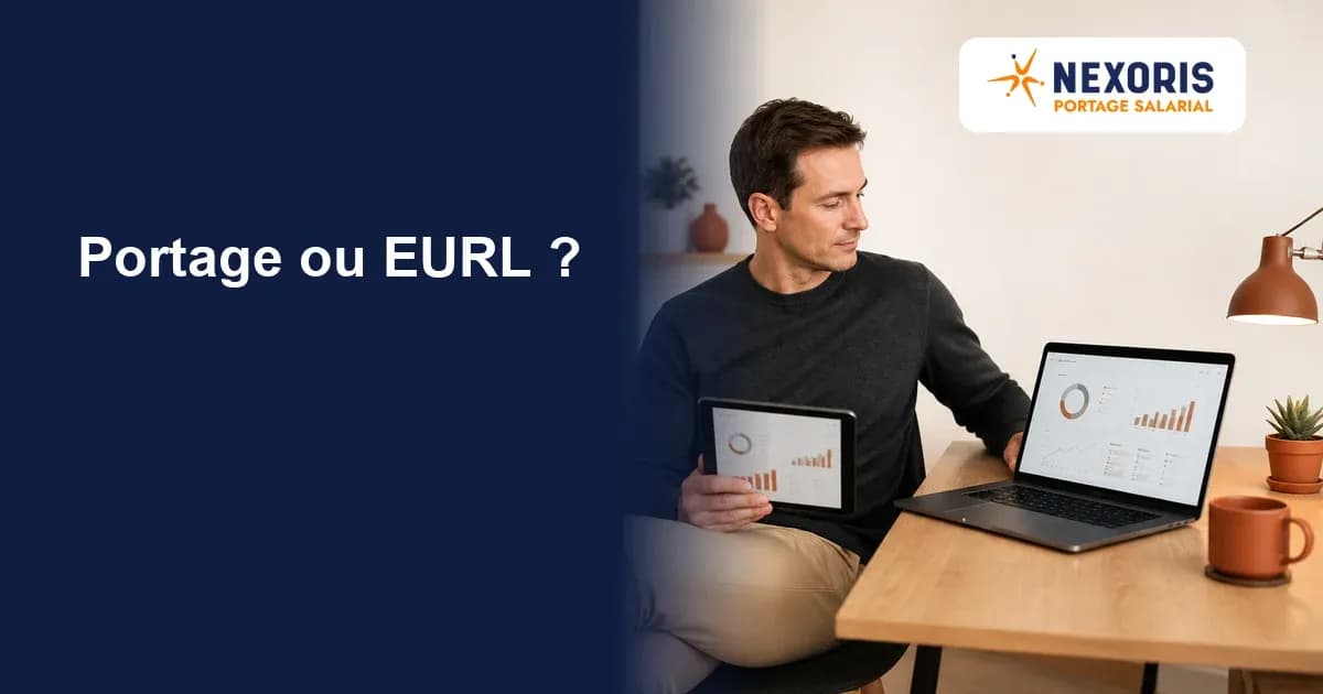 Consultant indépendant compare le portage salarial et l’EURL à son bureau.