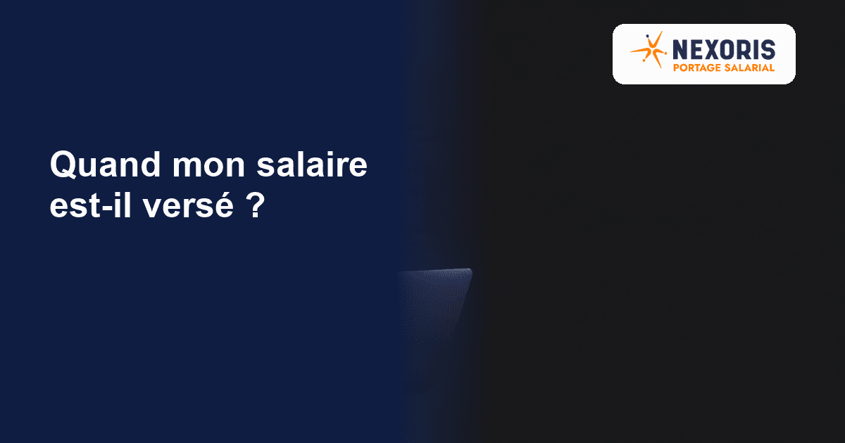 Consultant salarié porté devant son ordinateur avec un calendrier indiquant le 28, illustrant le versement du salaire en fin de mois chez Nexoris Portage.